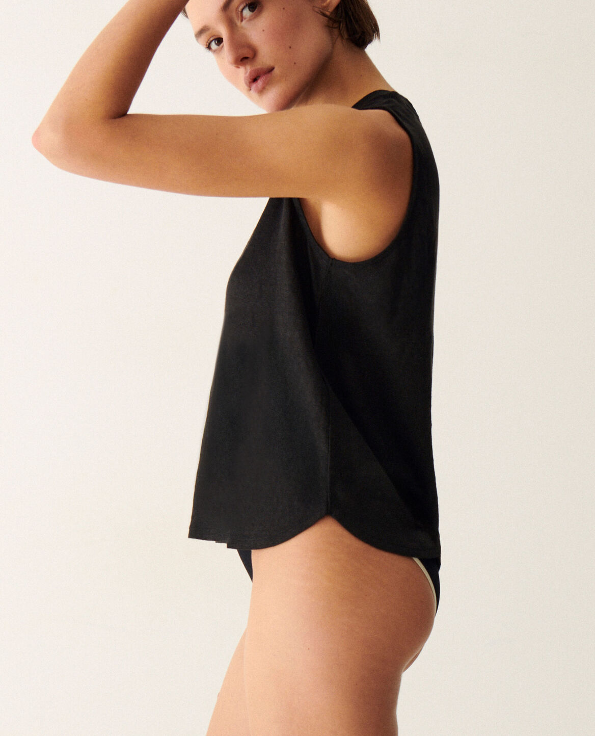 Ärmelloses T-Shirt LIN JERSEY Blackbeauty
