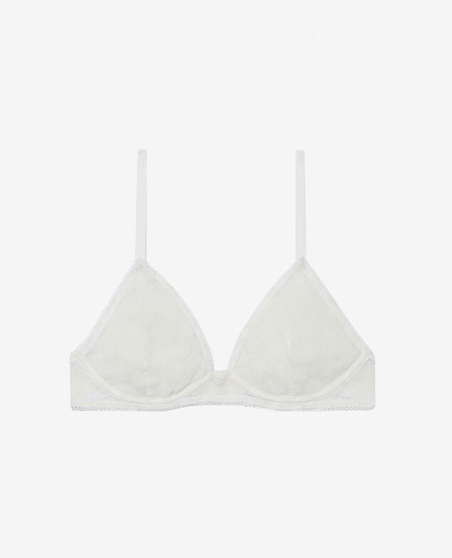 Triangel-BH mit Mini-Wire CHERI TULLE FLOQUE PALME Optisches Weiß