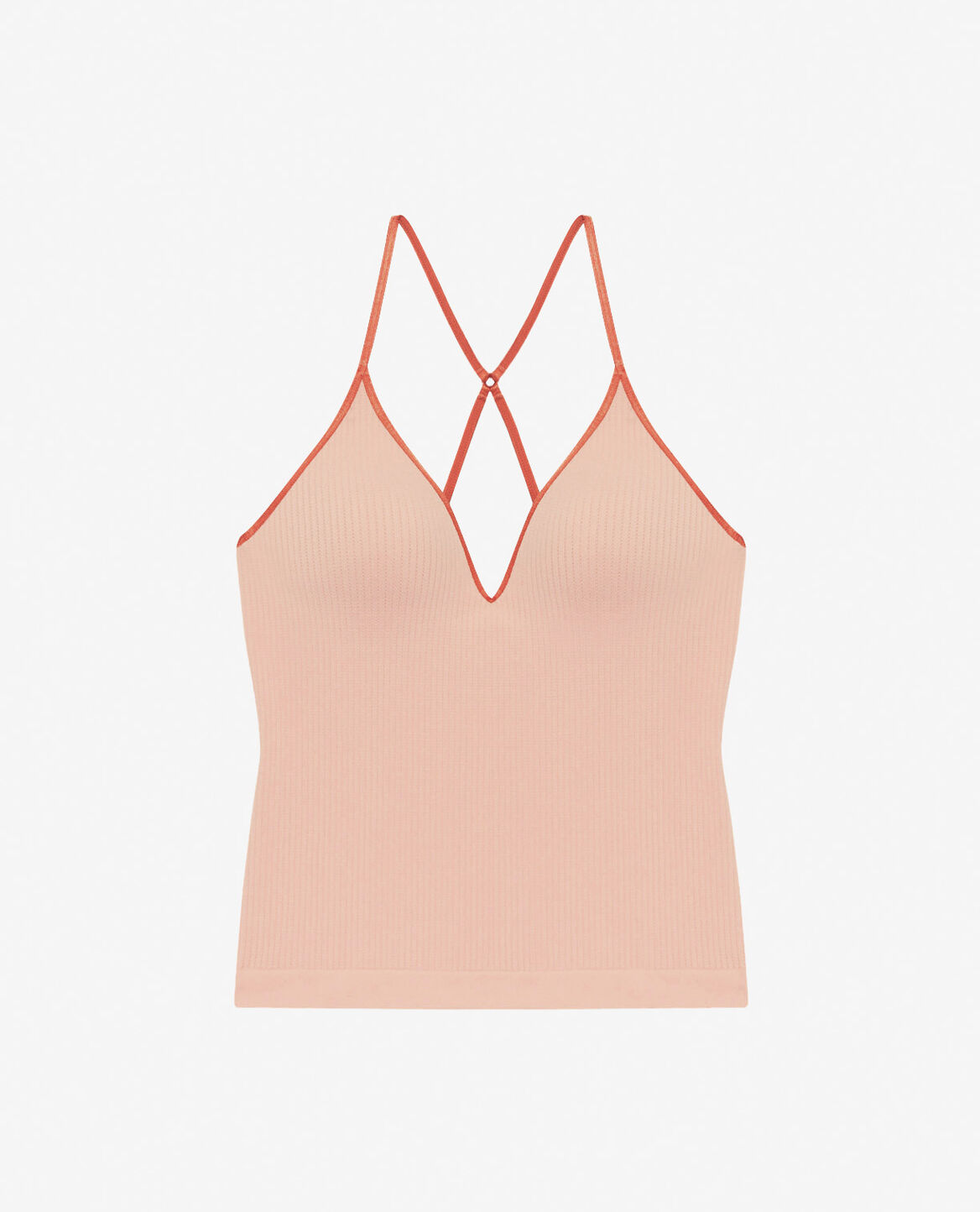 Caraco mit integriertem BH SEAMLESS BICOLOR Mandel Koralle