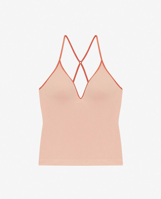 Caraco mit integriertem BH SEAMLESS BICOLOR Mandel Koralle