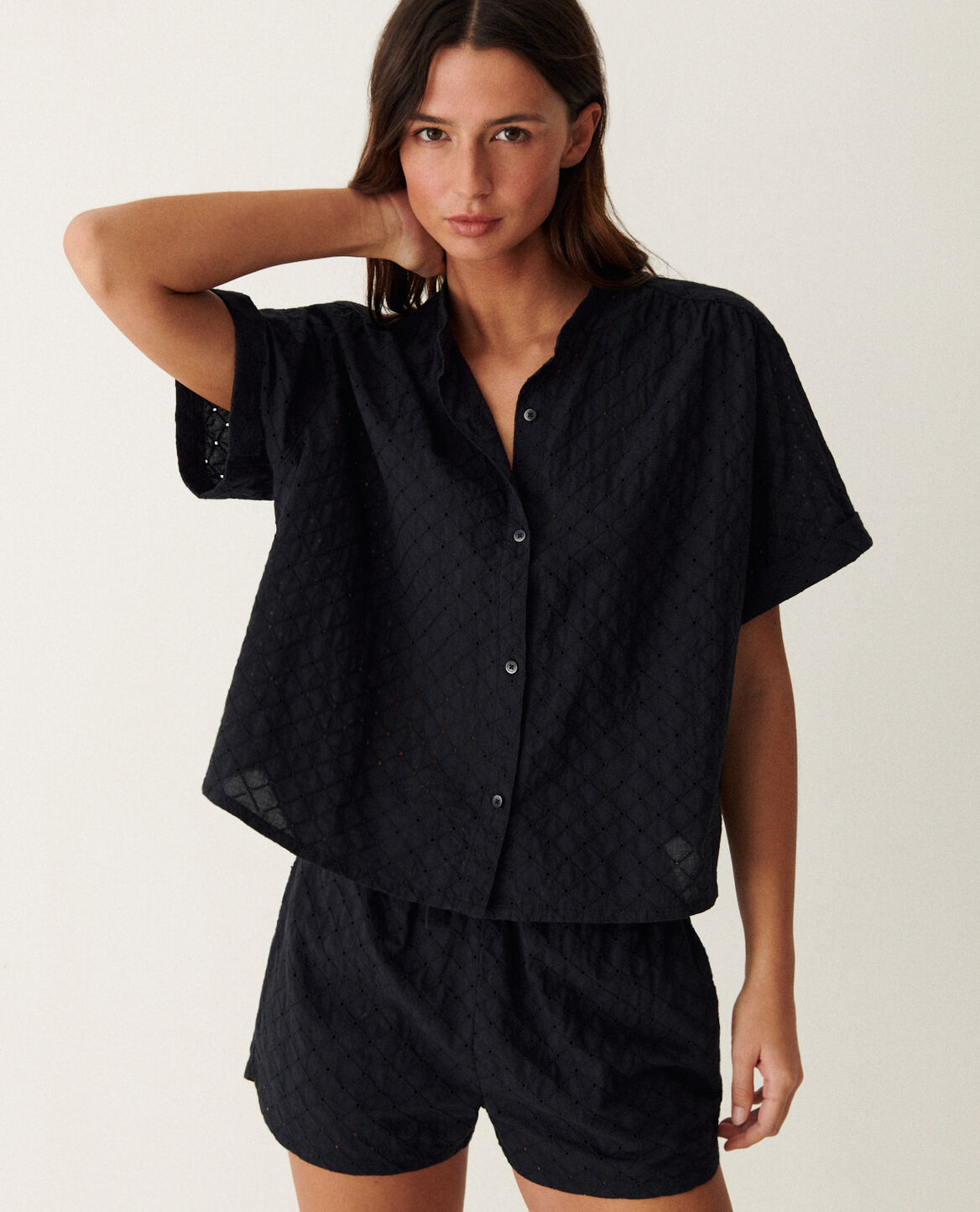 Kurzarm-Shirt FLEUR Schwarz