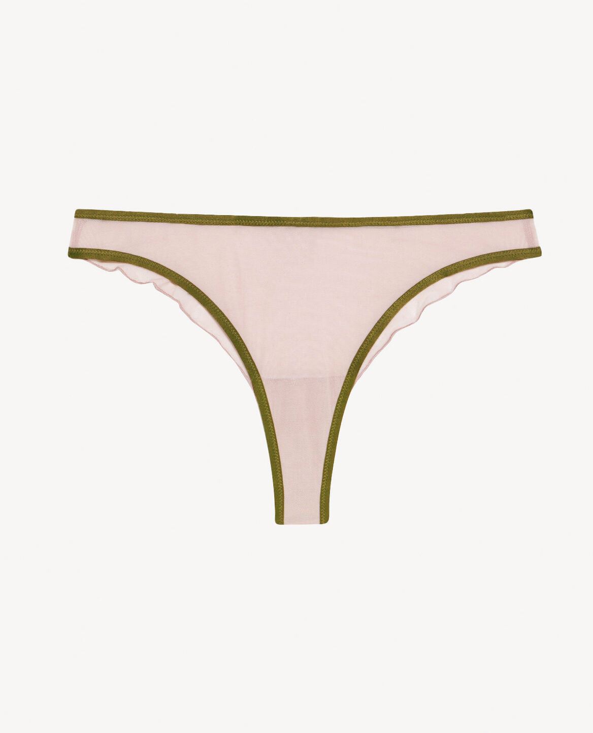 Tanga CHERI TULLE BICOLOR Vintagerosa/Khakigrün
