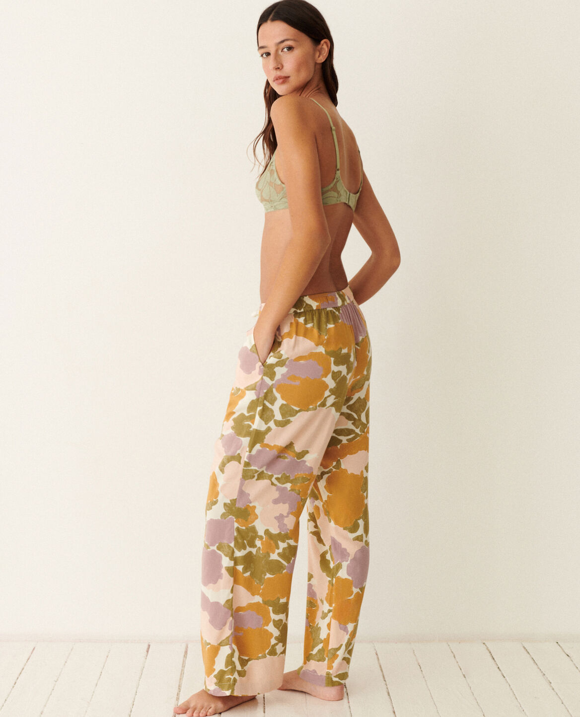Hose RELAX PRINT Blume Camo Hortensie Rosa