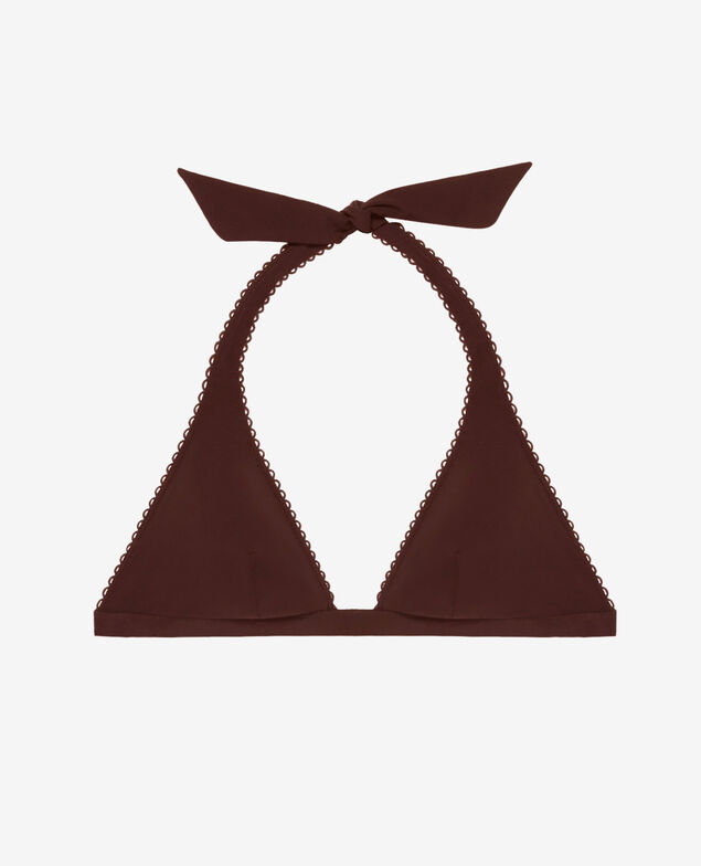 Gepolstertes Triangel-Bikini-Oberteil ohne Bügel YACHT Schokoladenbraun