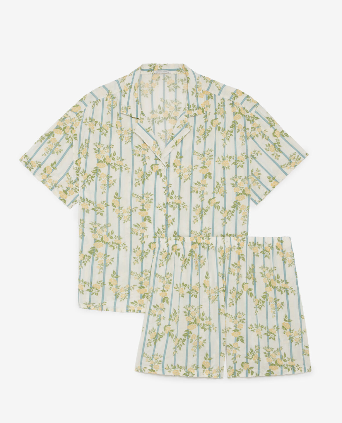 Pyjama-Set EASY PRINT Blume Rose Streifen Gelb