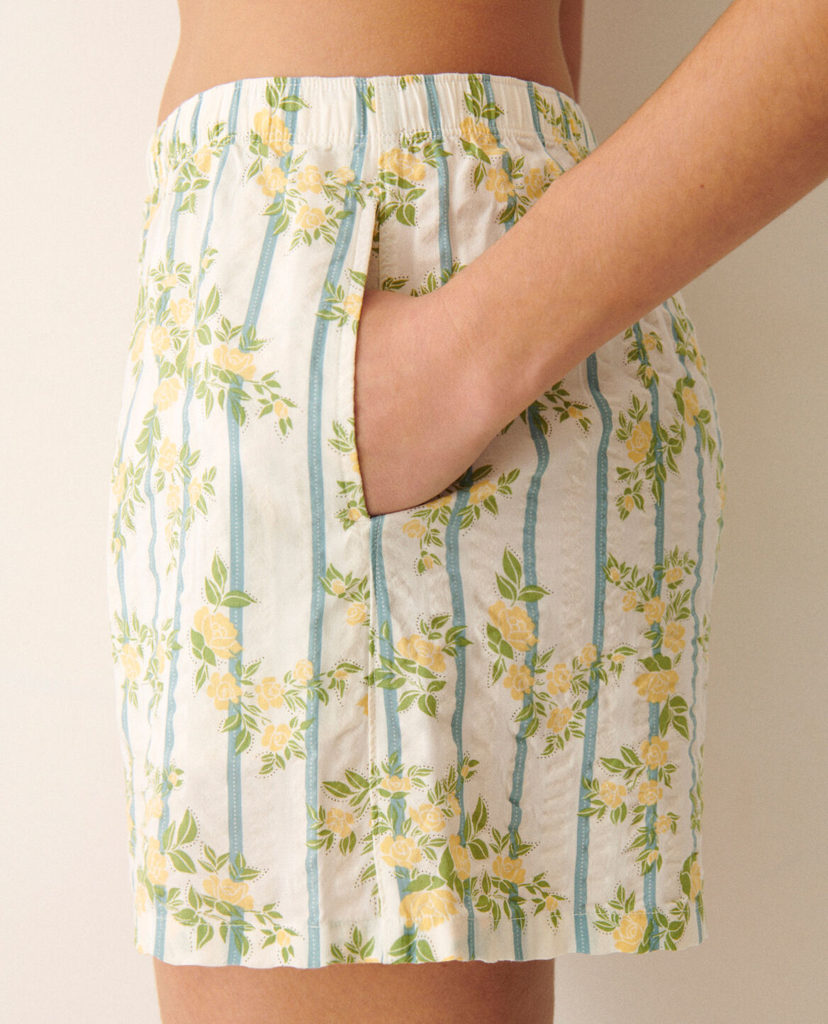 Pyjama-Set EASY PRINT Blume Rose Streifen Gelb