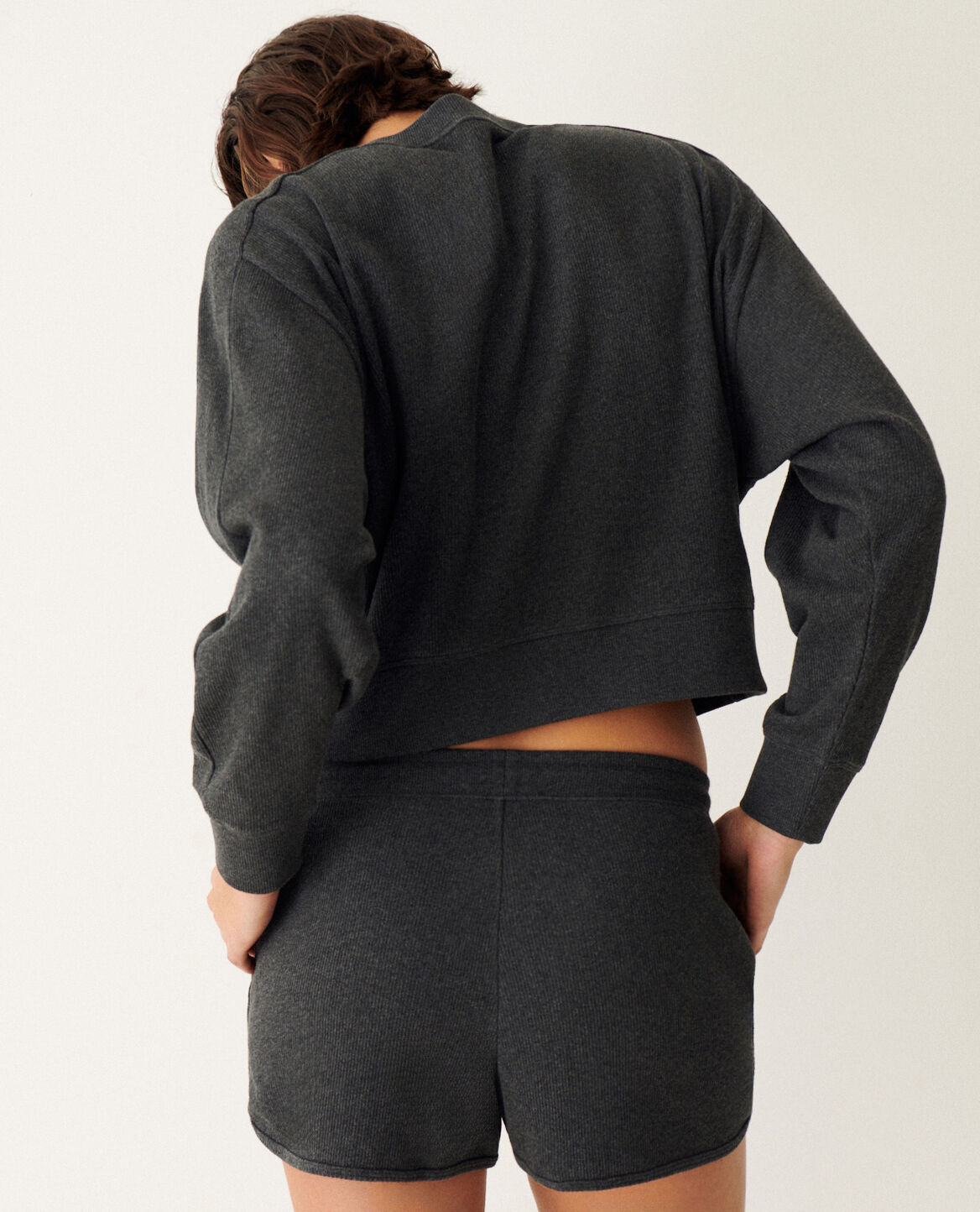 Pyjama-Shorts SWEAT RIB Dunkles Heidegrau