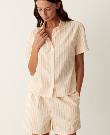Pyjama-Set EASY COTTON COLLAB Zweifarbig gestreift Rosa
