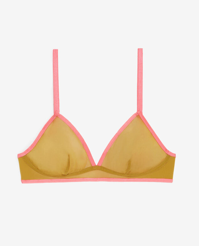 BH ohne Bügel CHERI TULLE BICOLOR Olivettengrün/Neonrosa