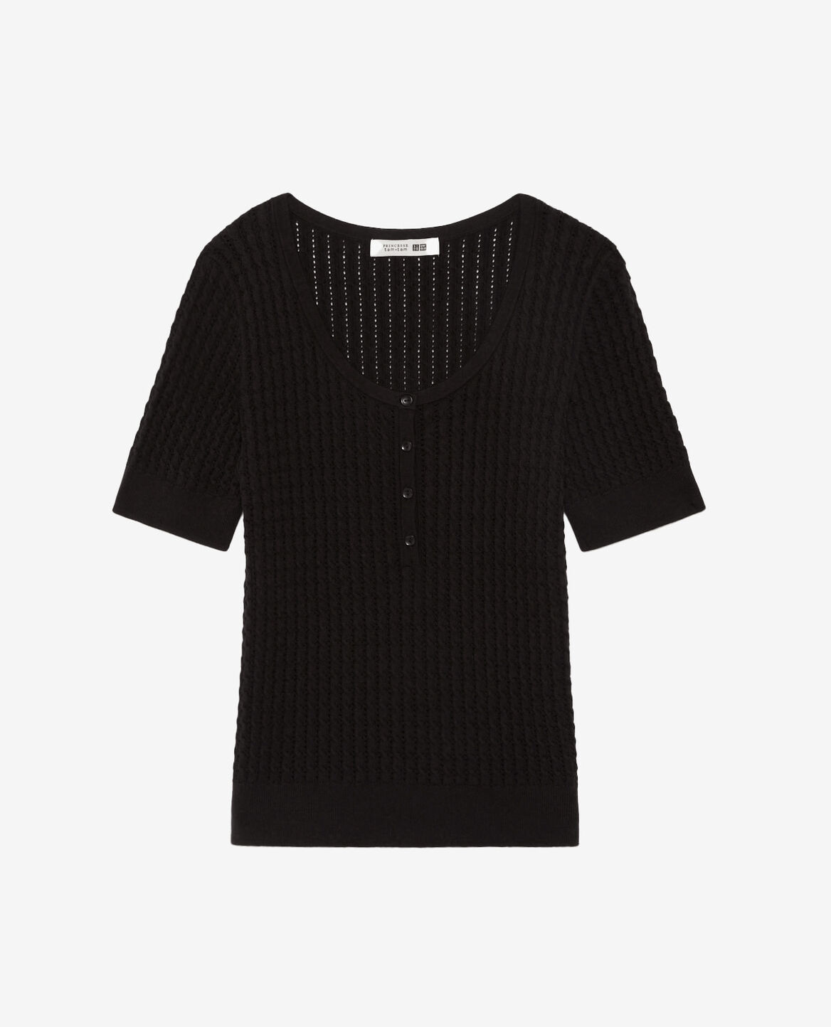 Kurzärmliges Pullover MAILLE POINTELLE Schwarz