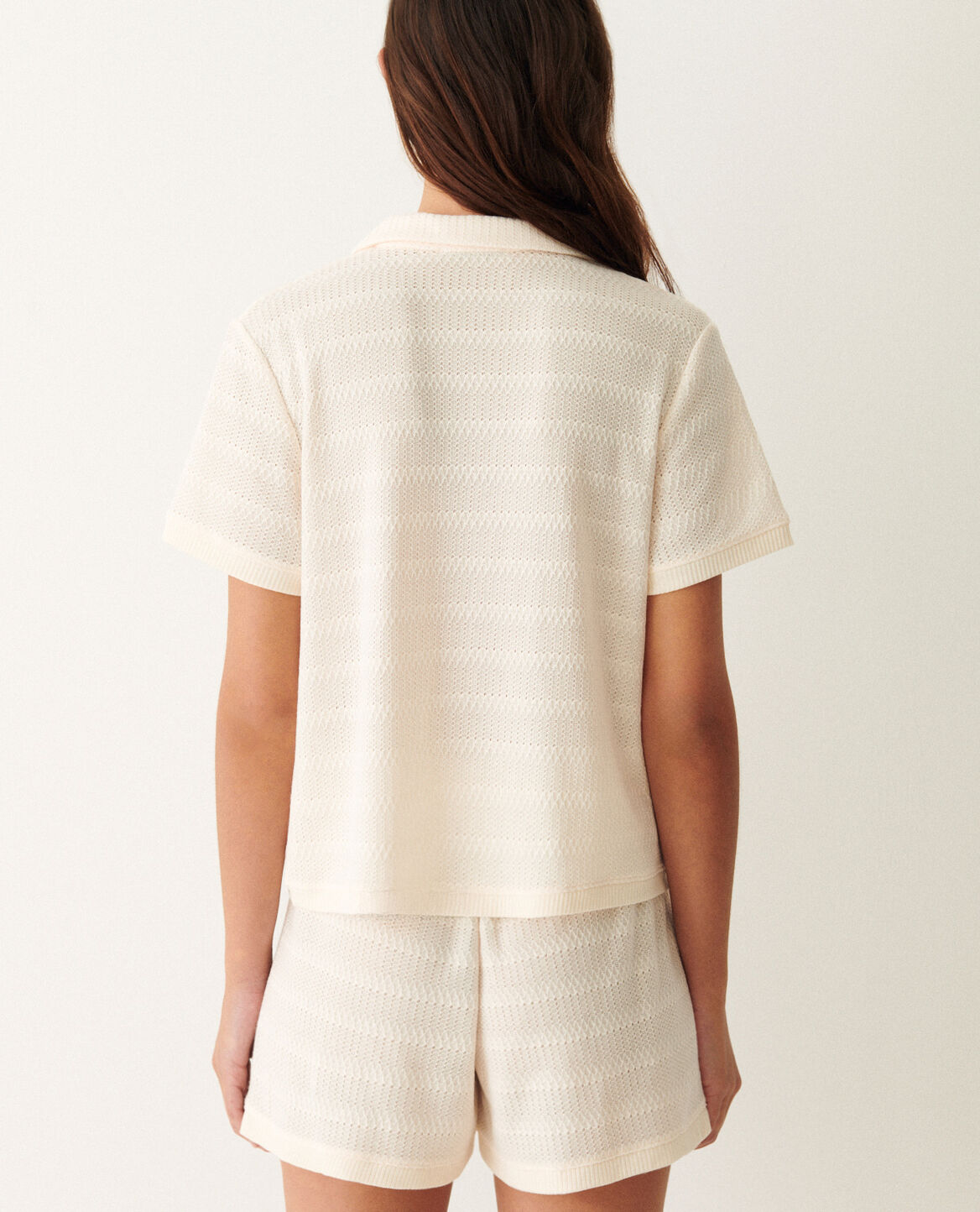 Kurzarm-Shirt BIGUINE CAPSULE CROCHET Eisweiß
