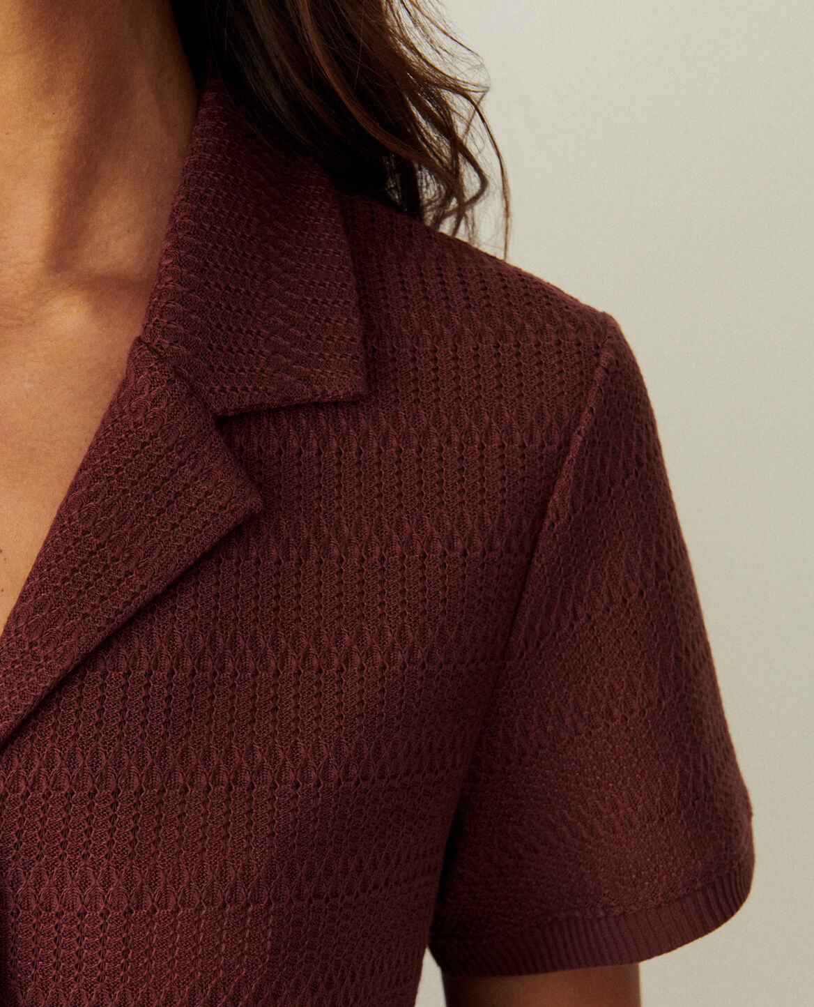 Kurzarm-Shirt BIGUINE CAPSULE CROCHET Schokoladenbraun