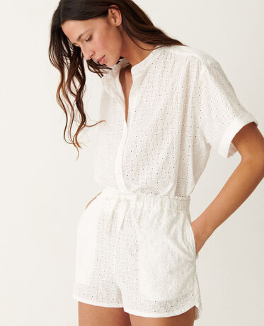 Pyjama-Shorts FLEUR Optisches Weiß