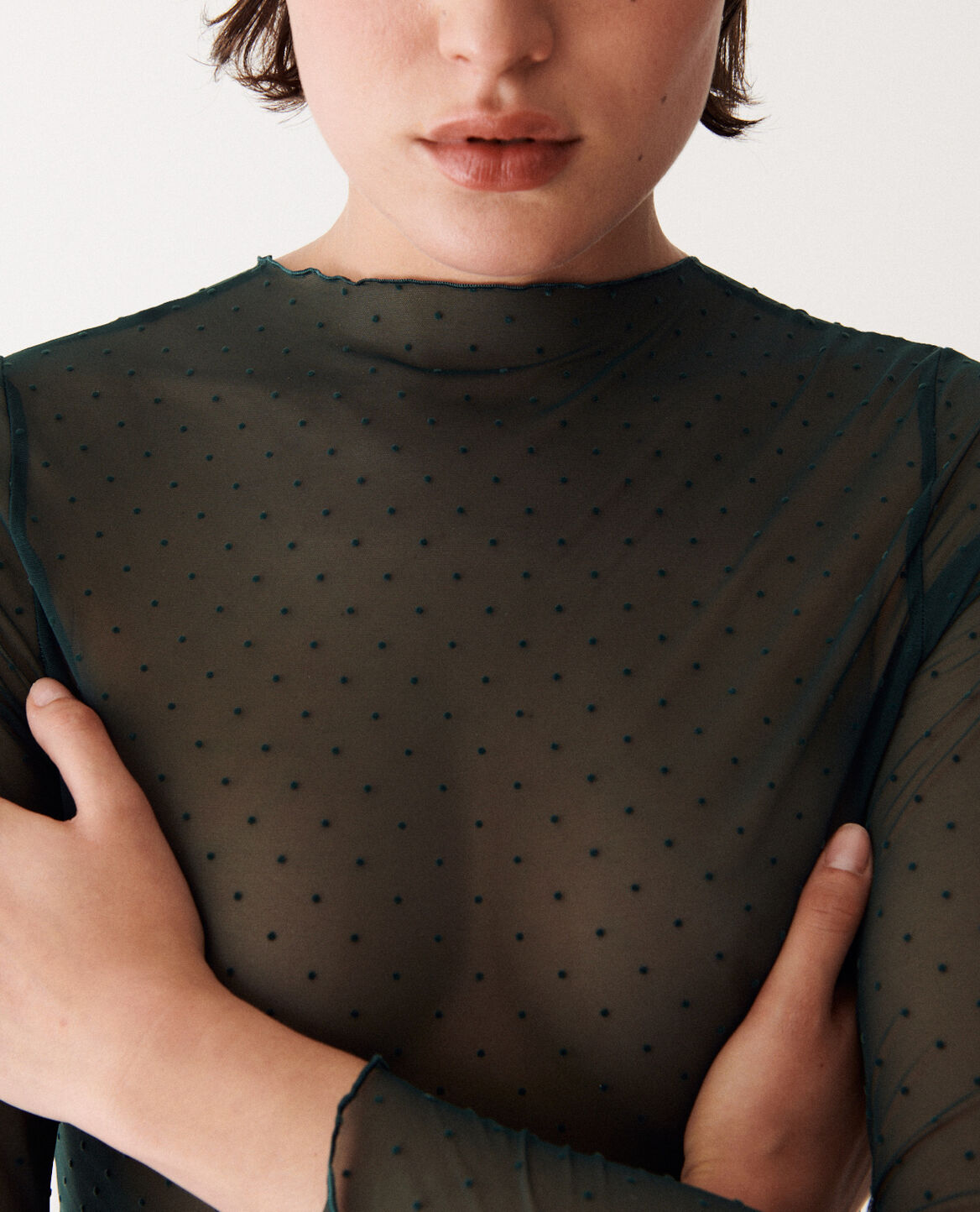 Langärmliges T-Shirt DIVINE DOTS Nacht grün