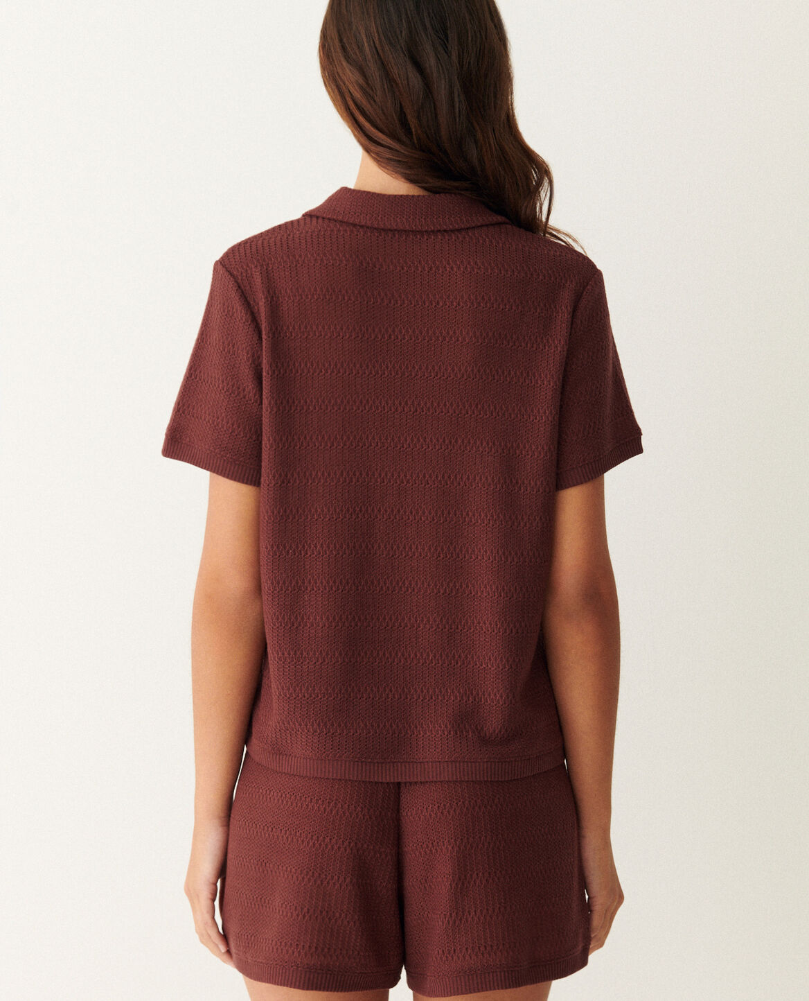 Kurzarm-Shirt BIGUINE CAPSULE CROCHET Schokoladenbraun