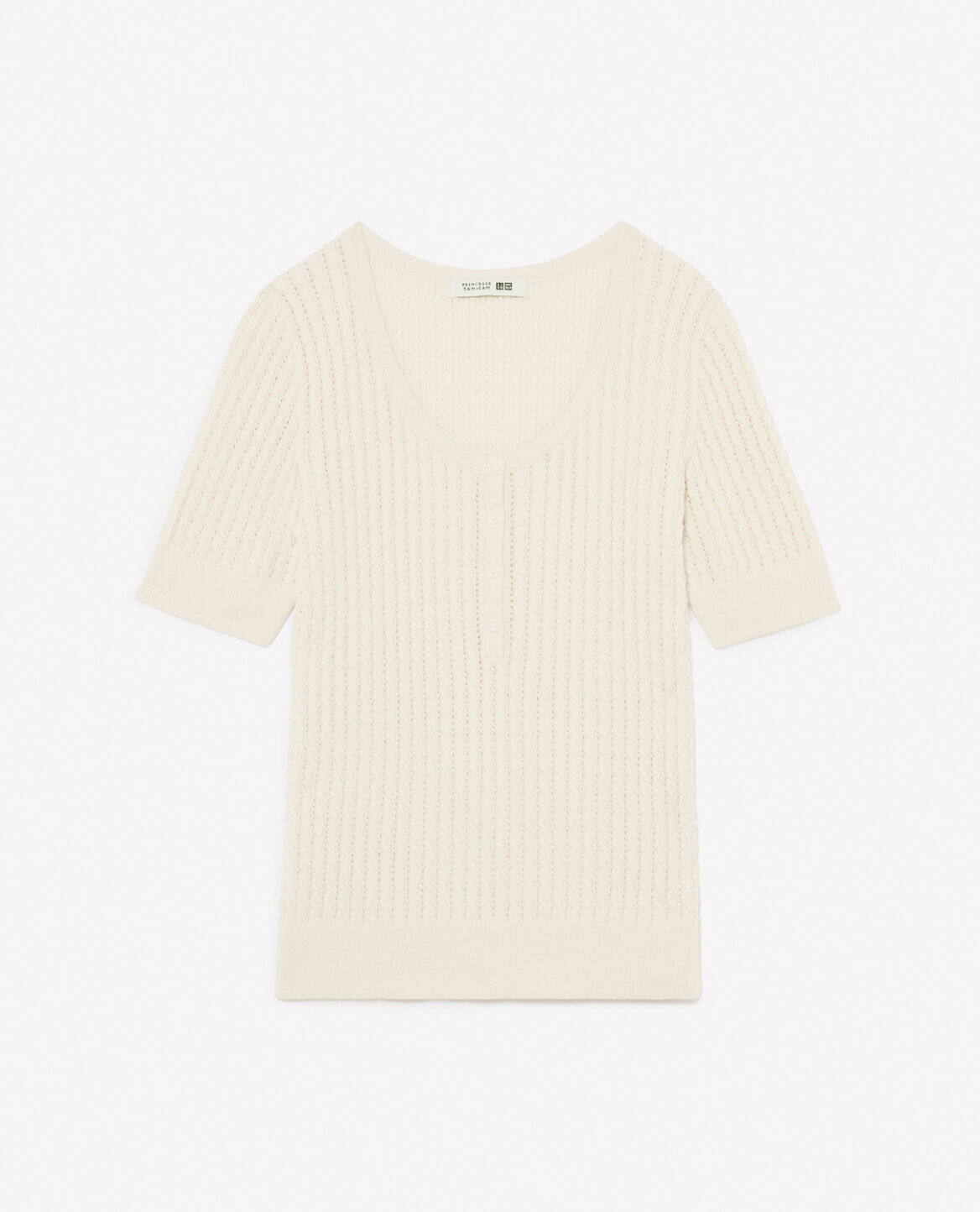 Kurzärmliges Pullover MAILLE POINTELLE Eisweiß