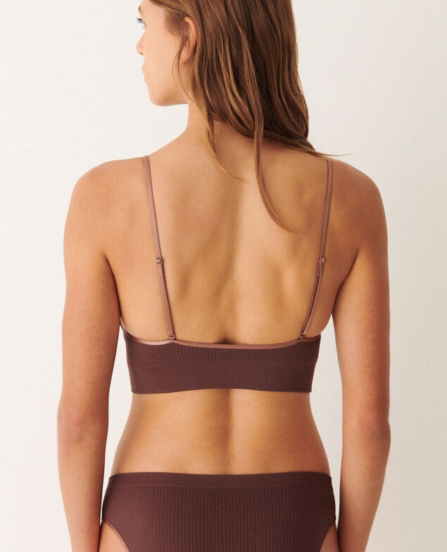 Bustier-BH ohne Bügel SEAMLESS BICOLORE Mokkabraun