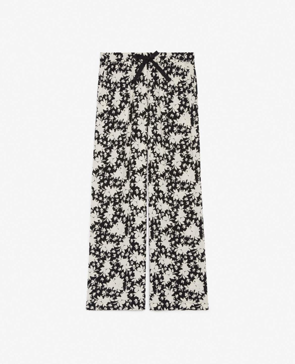 Hose RELAX PRINT Blume Rosenhecke Schwarz