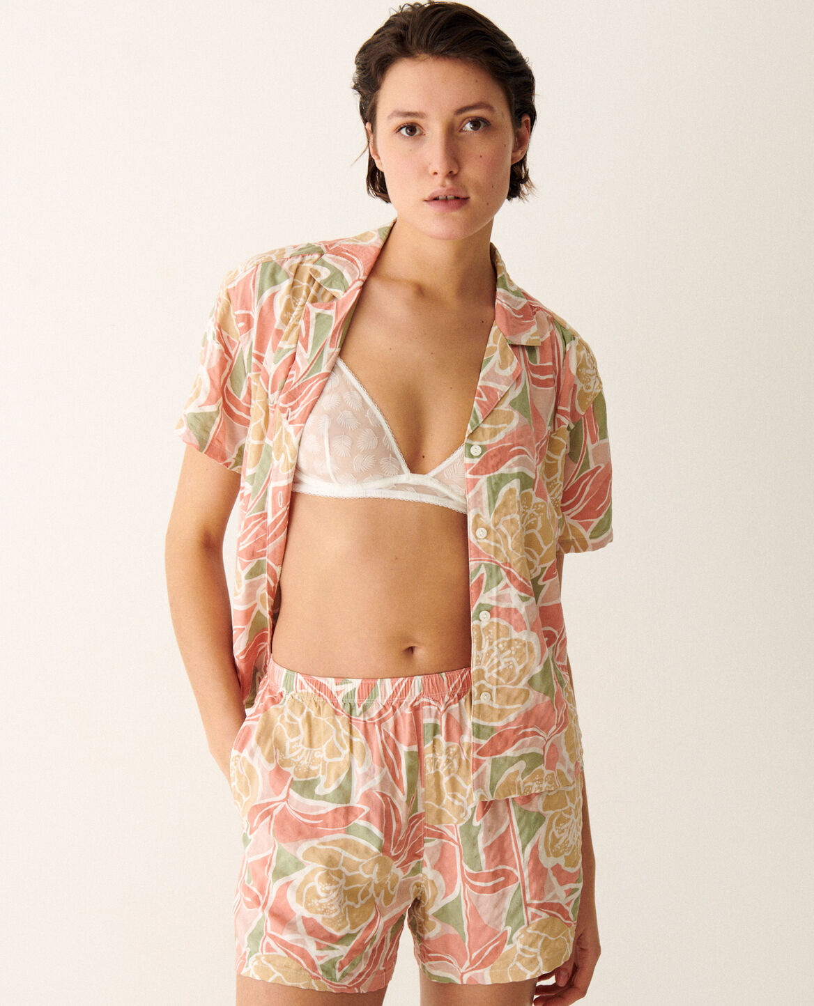 Pyjama-Set EASY PRINT Blume Monoi Rosa