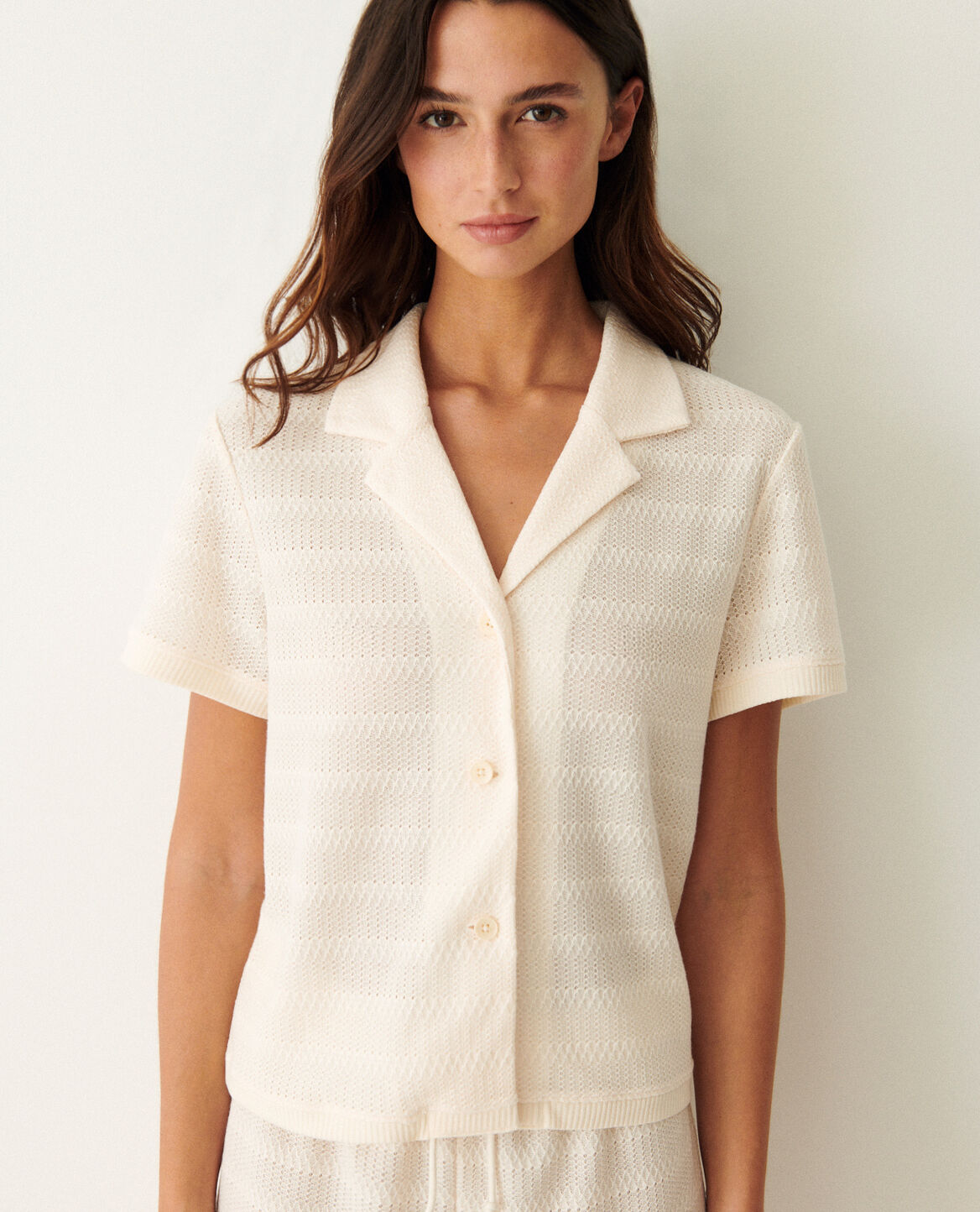 Kurzarm-Shirt BIGUINE CAPSULE CROCHET Eisweiß