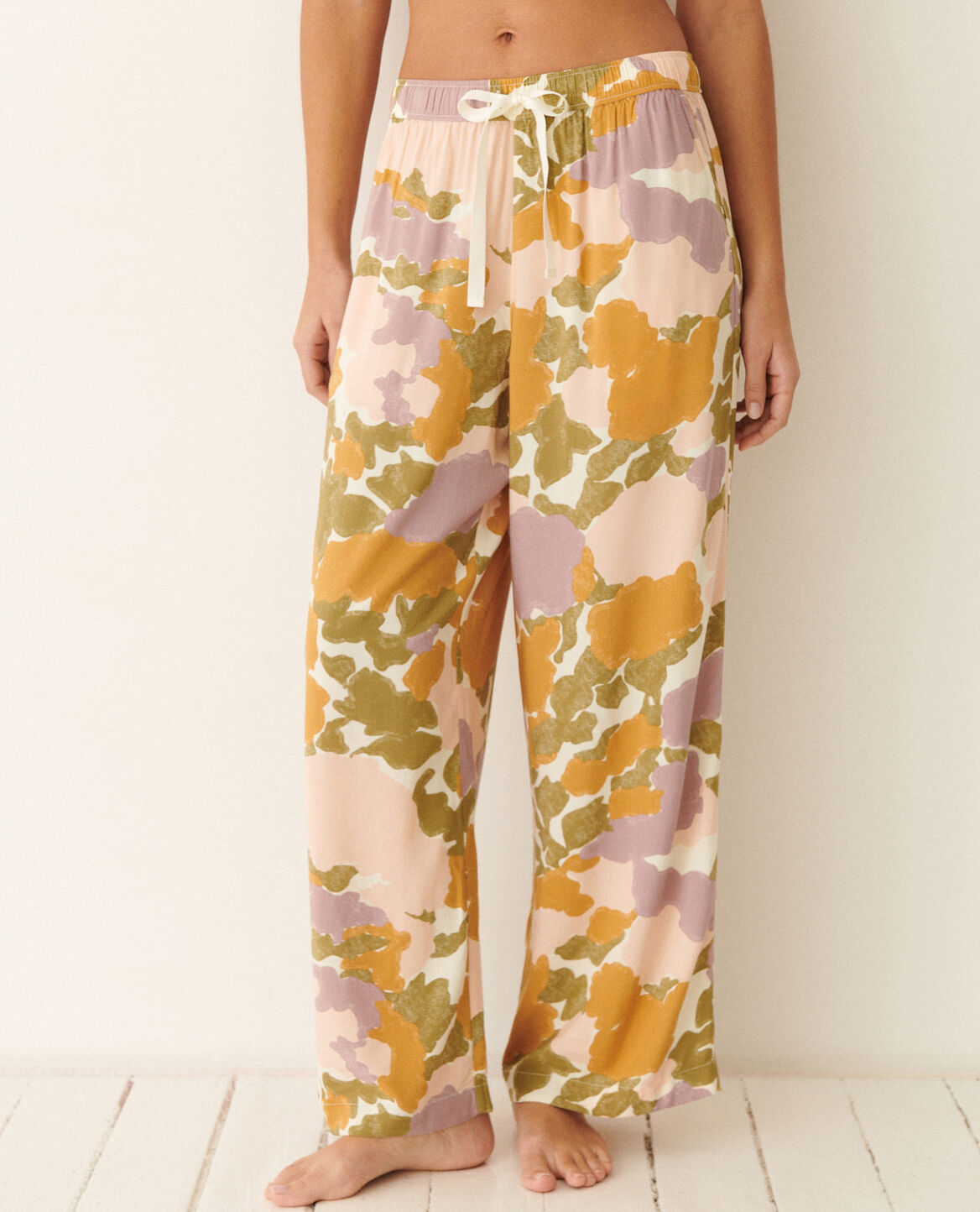 Hose RELAX PRINT Blume Camo Hortensie Rosa