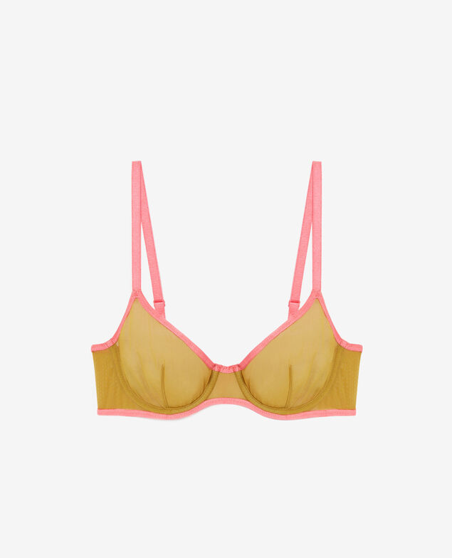 Bügel-BH CHERI TULLE BICOLOR Olivettengrün/Neonrosa