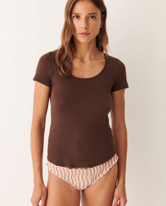 Kurzärmliges T-Shirt HEATTECH SECONDE PEAU Fudge Brown
