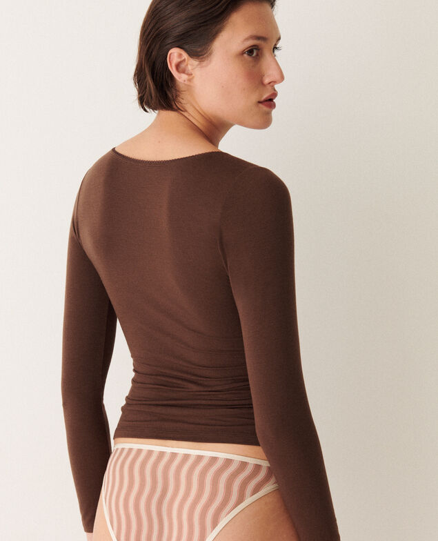 Langärmliges T-Shirt HEATTECH ZWEITE HAUT Fudge Brown