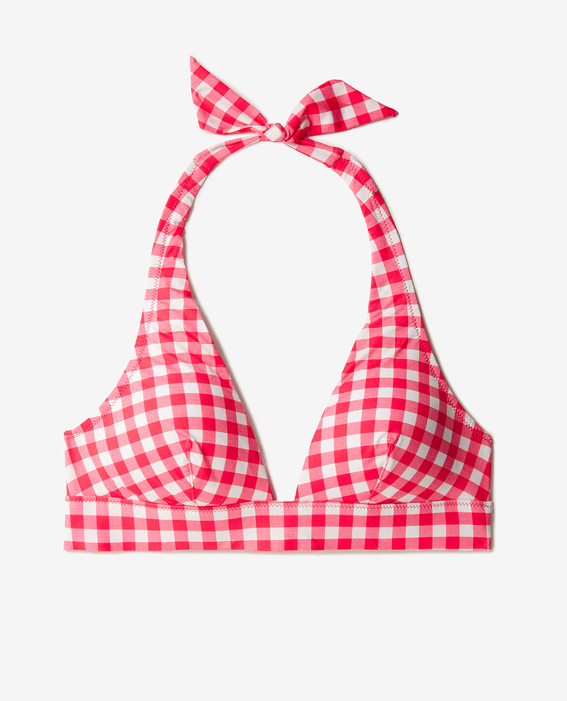 Gepolstertes Triangel-Bikini-Oberteil ohne Bügel ARCHIPEL Vichy Rosa