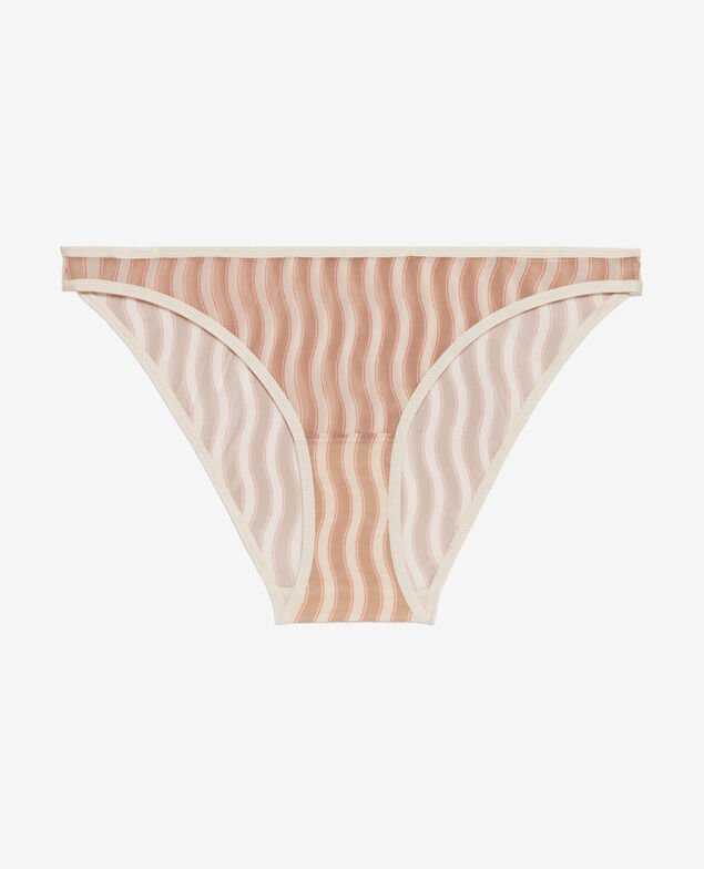 Low-cut Slip CHERI TULLE PRINT Gewellte Streifen Sandweiß