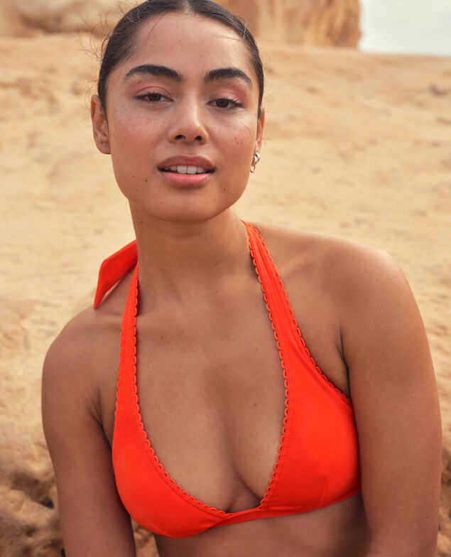 Gepolstertes Triangel-Bikini-Oberteil ohne Bügel YACHT Orange Tangerine