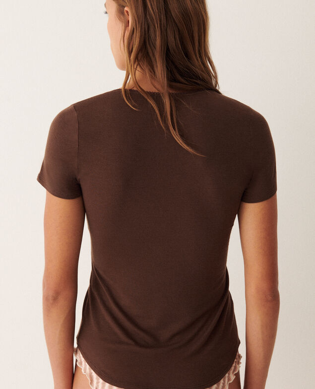 Kurzärmliges T-Shirt HEATTECH SECONDE PEAU Fudge Brown