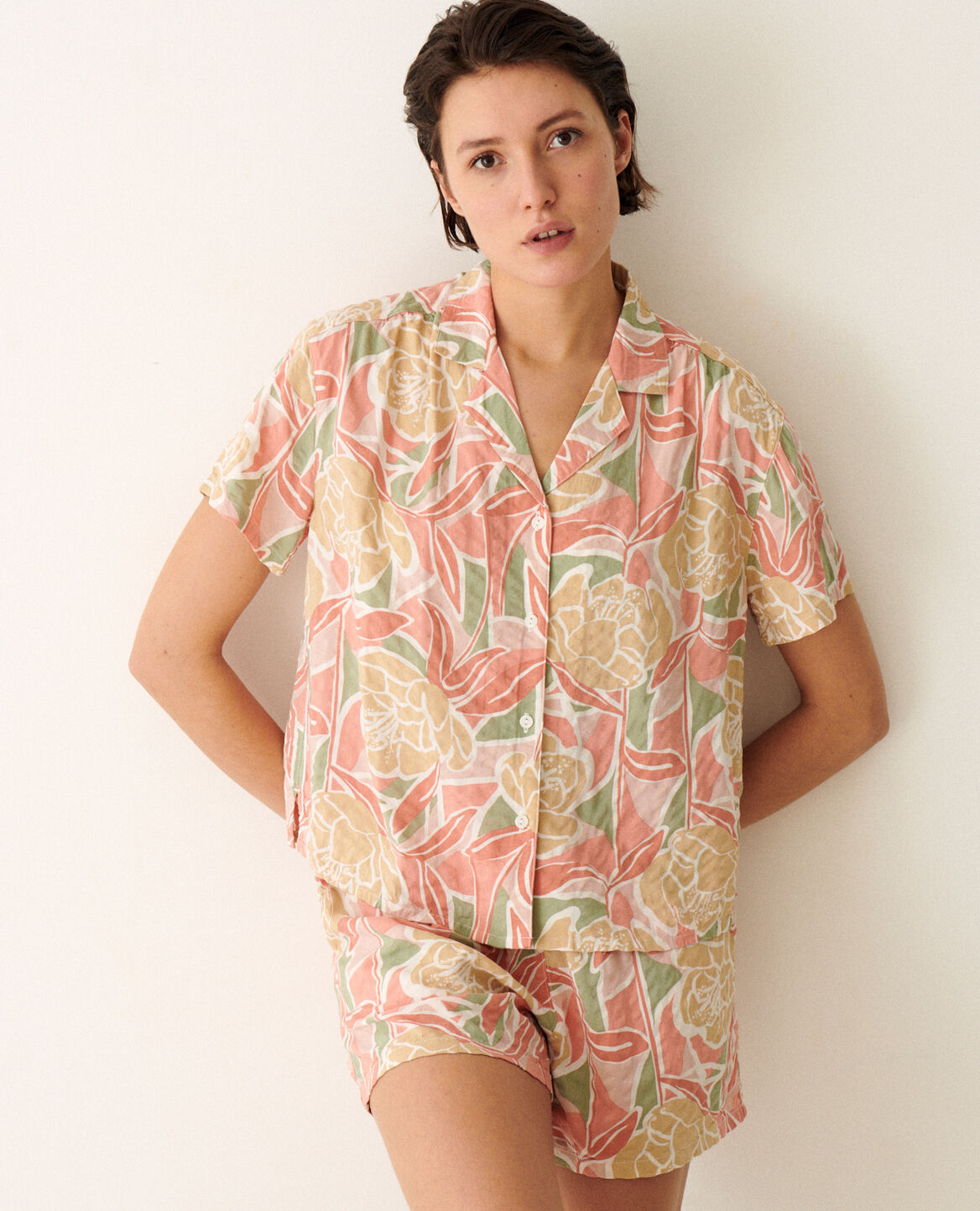 Pyjama-Set EASY PRINT Blume Monoi Rosa