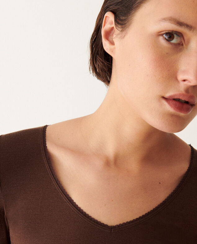 Langärmliges T-Shirt HEATTECH ZWEITE HAUT Fudge Brown