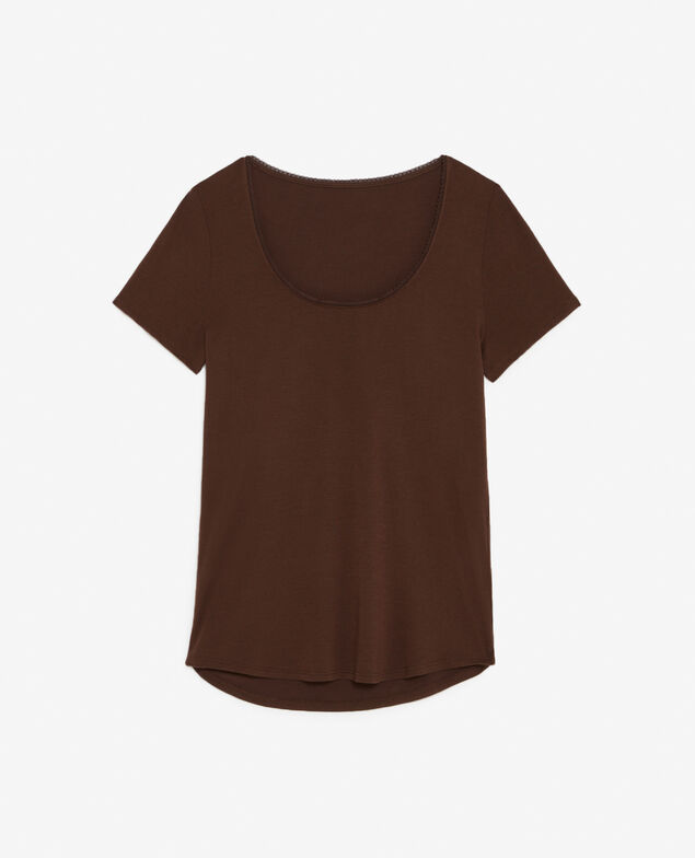Kurzärmliges T-Shirt HEATTECH SECONDE PEAU Fudge Brown