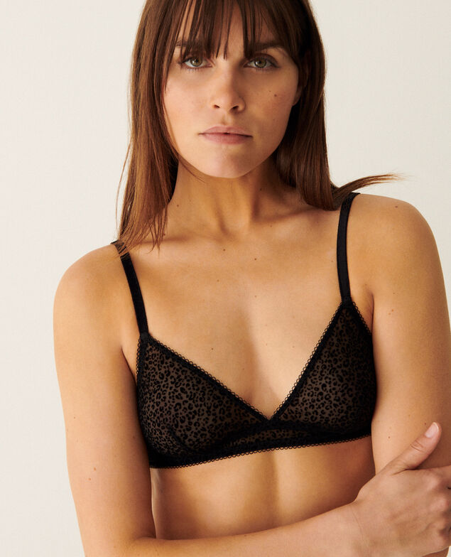 BH ohne Bügel CHERI TULLE FLOQUE LEO Schwarz