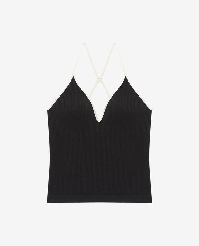 Caraco mit integriertem BH SEAMLESS BICOLOR Schwarz