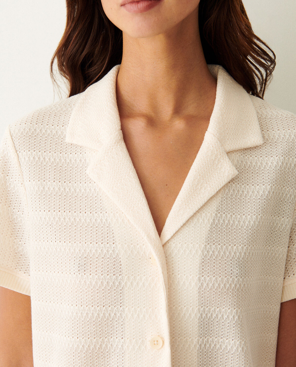 Kurzarm-Shirt BIGUINE CAPSULE CROCHET Eisweiß